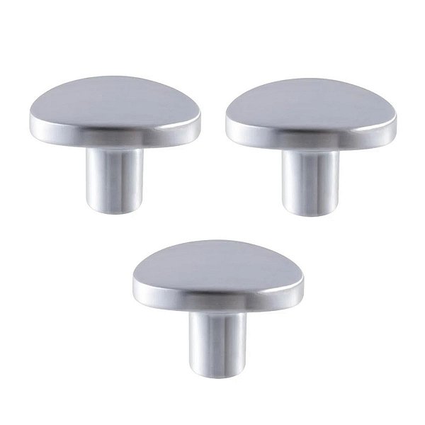Kit 3 Puxador Beetle Zen Cromado Zp5403.1 Ponto Brilho
