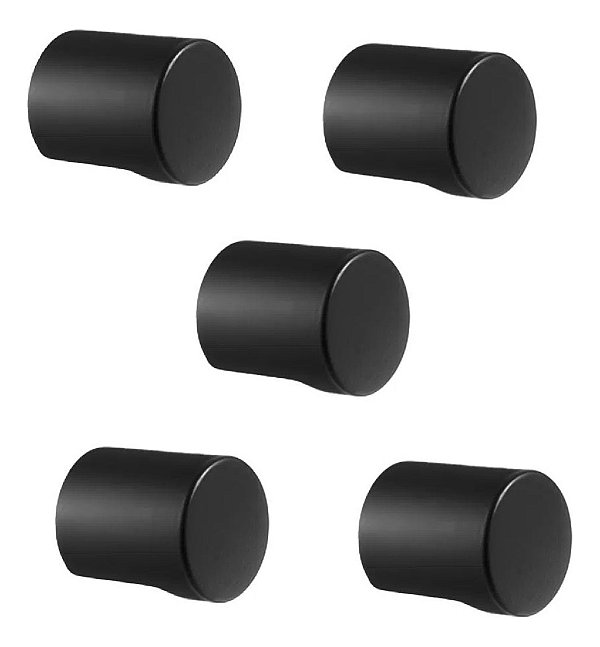Kit 5 Puxador Radio Mini Zen Preto Zp4308.24 Ponto 16x18mm