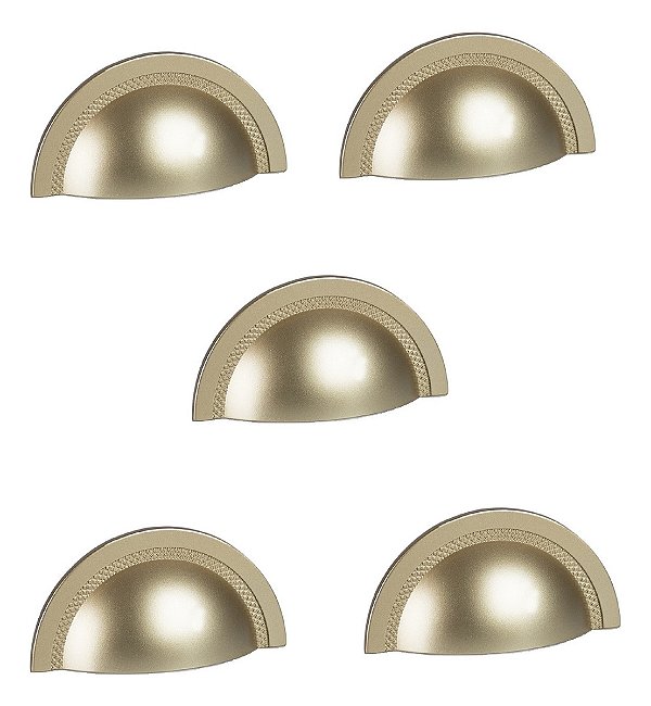 Kit 5 Puxador Shell 48 Mm Zen Dourado (fosco)  Concha