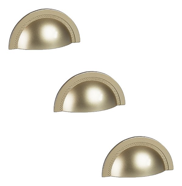 Kit 3 Puxador Shell 48 Mm Zen Dourado (fosco) Concha