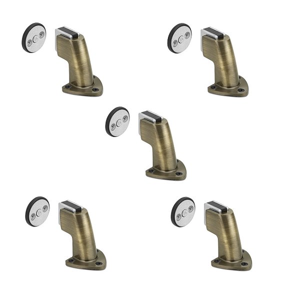 Kit 5 Prendedor Fixador Porta Magnético Antique Piso Parede