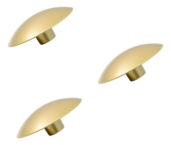 Kit 3 Puxador Orion 33x20mm Zen Dourado (fosco) Pequeno
