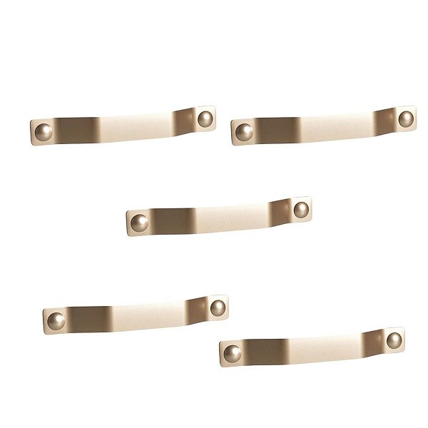 Kit 5 Puxador Nord Alça 160 Mm Dourado Matte Zen Móveis