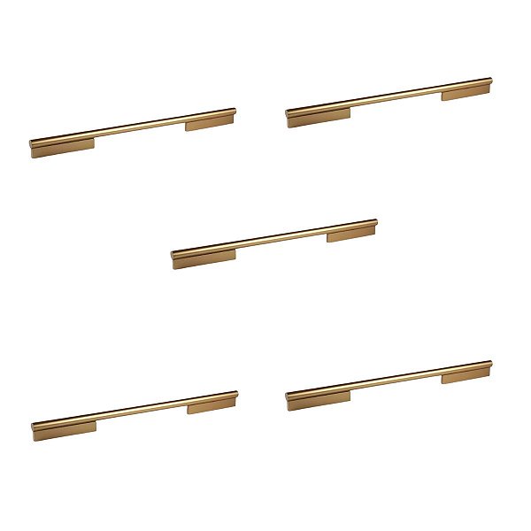 Kit 5 Puxador Sorento 224mm Dourado Fosco Zen Zp5450.224.955