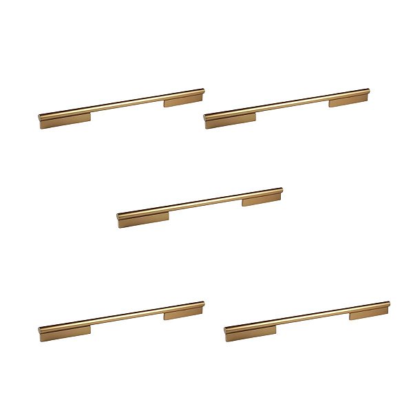 Kit 5 Puxador Sorento 320mm  Dourado Fosco Zen