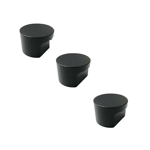 Kit 3 Puxador Moveis Radio Medio 16mm Preto Zen Ponto