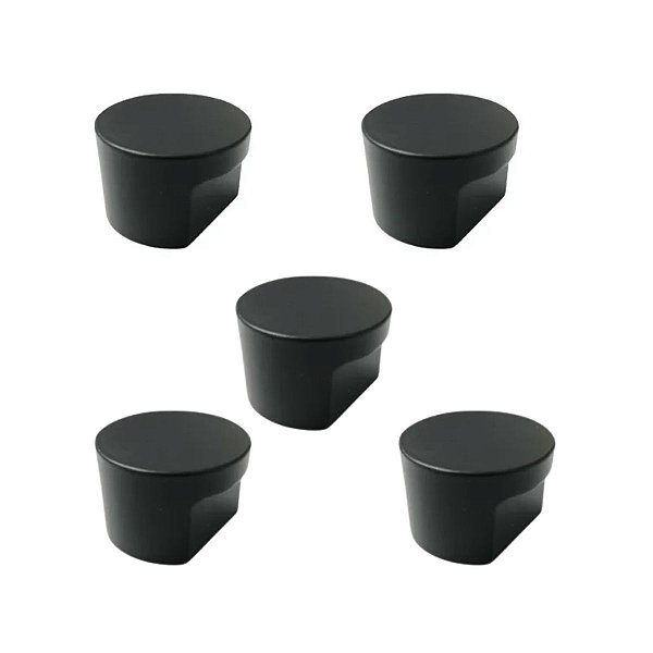 Kit 5 Puxador Moveis Radio Medio 16mm Preto Zen Ponto