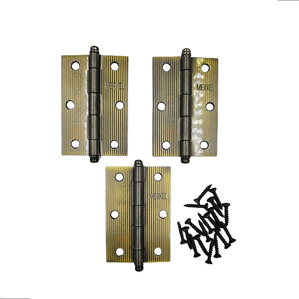 Dobradiça Porta Madeira 29 Kg Envelhecido Ouro Velho 3 Pçs