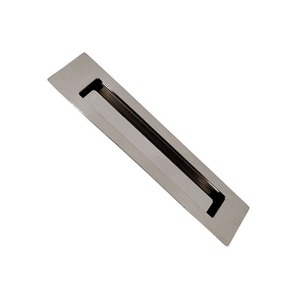 Puxador Concha Embutir Porta Inox 304 Polido Cromado 25 Cm