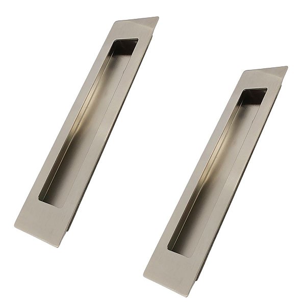 Kit 2 Puxador Concha Embutir Porta Inox 304 Escovado 25 Cm