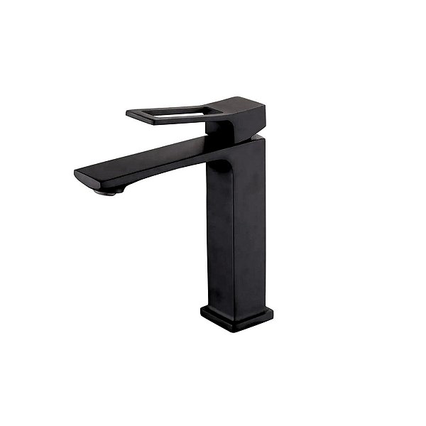 Torneira Banheiro Lavabo Quadrada Preta Curta Baixa Metal