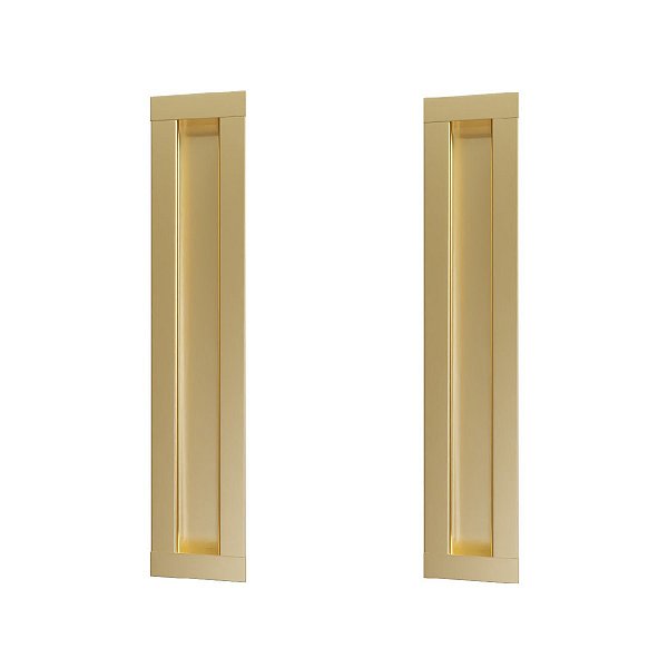 Kit 2 Puxador Concha Celleno Dourado Matte Fosco 80 Cm Il255