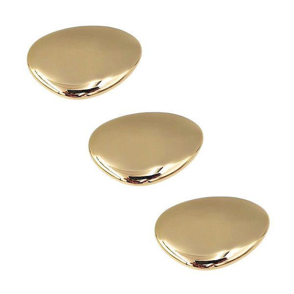 Kit 3 Puxador Ponto Seixo Grande Gold Zen Design Zp5762.a00