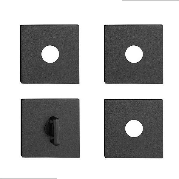 KIT ROSETA AVULSA FECHADURA PADO DE BANHEIRO PRETO SM RQ2 ZM
