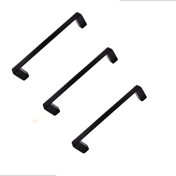Kit 3 Puxador Moveis Liveri Il955 096mm Preto Italy Line