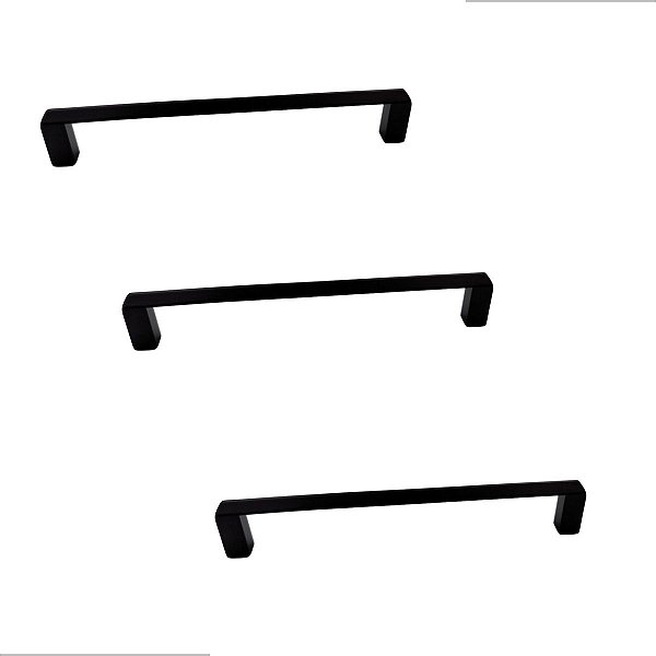 Kit 3 Puxador p/ Moveis Liveri Il 955 128mm Preto Italy Line