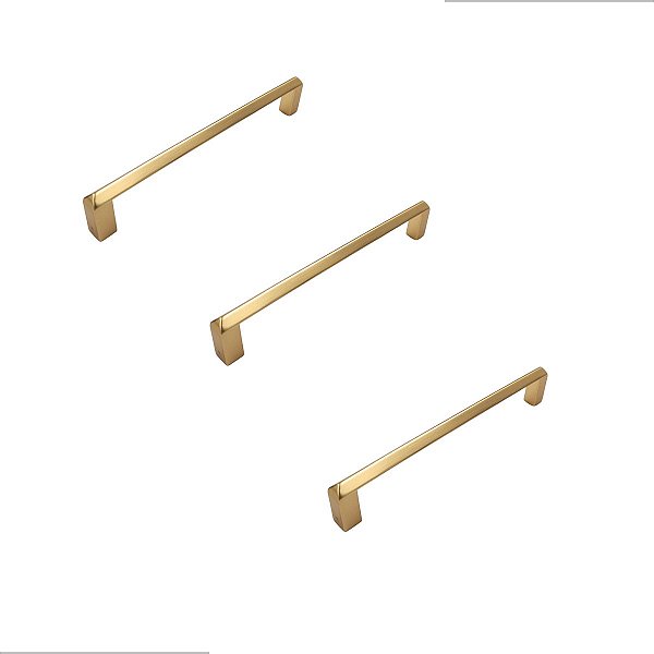 Kit 3 Puxador Liveri Il 955 128mm Dourado Fosco Italy Line