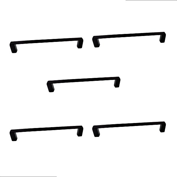 Kit 5 Puxador Moveis Liveri Il 955 128mm Preto Italy Line