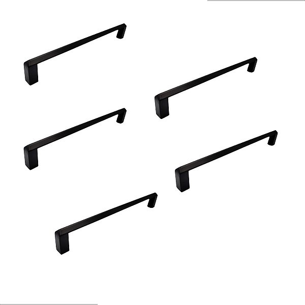 Kit 5 Puxador P/ Moveis Liveri Il 955 160mm Preto Italy Line