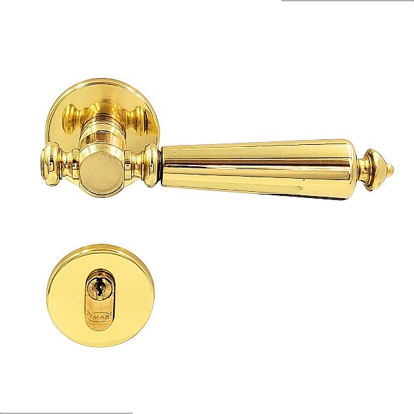 Fechadura Porta Externa Roi Imab Dourada Brilhante Maq. 55mm