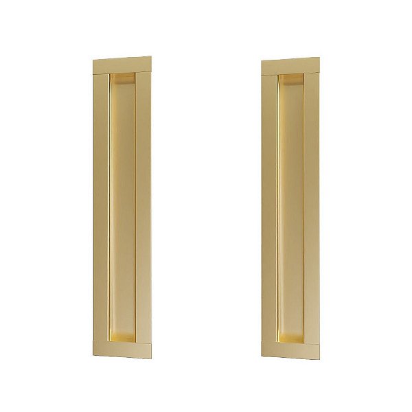 Kit 2 Puxador Concha Celleno Dourado Matte Fosco 80 Cm Il255