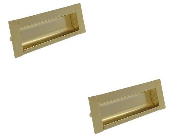 Kit 2 Puxador Concha Dourado Il155 Metal 96mm C/ Parafusos