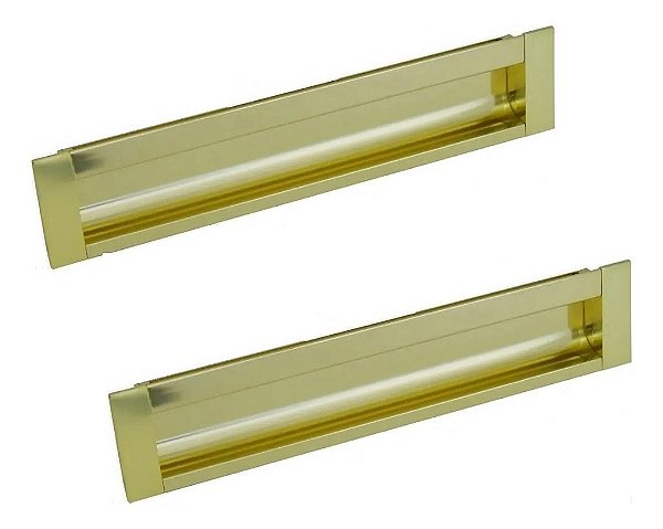 Kit 2 Puxador Concha Dourado Italy Line Il155 Metal 192mm