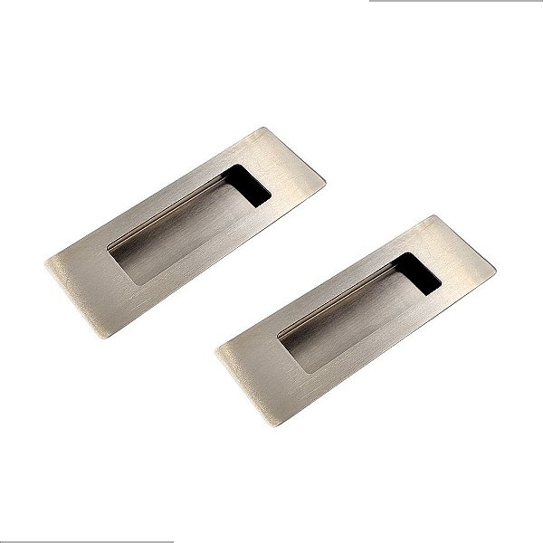 KIT 2 PUXADOR CONCHA EMBUTIR INOX ESCOVADO PORTA CORRER 15CM