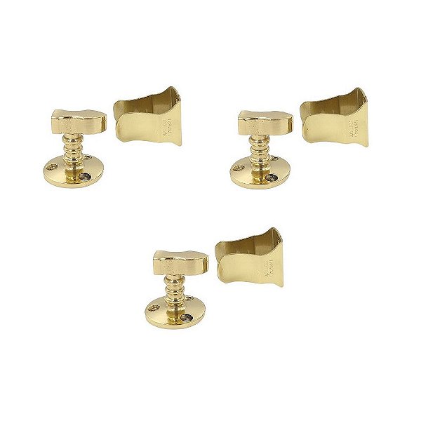 Kit 3 Prendedor Batedor Trava Porta Dourado Brilho Imab Piso