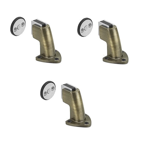Kit 3 Prendedor Fixador Porta Magnético Antique Ouro Velho