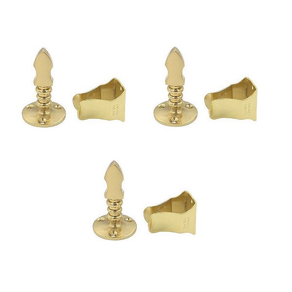 Kit 3 Prendedor Fixador Trava Porta Dourado Brilho Parede