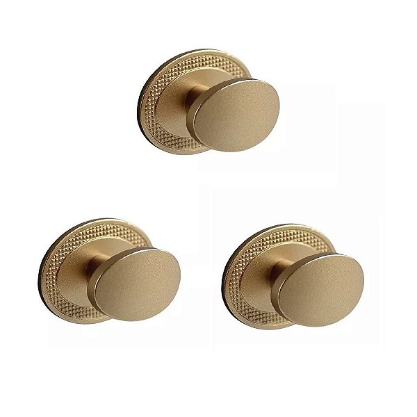 Kit 3 Puxador Beetle Com Base Granada Dourado Fosco Zen