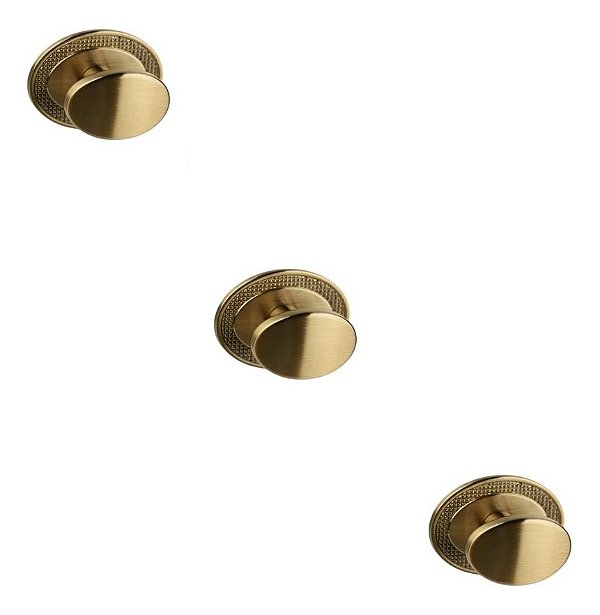 Kit 3 Puxador Beetle Com Base Granada Zen Gold Escovado