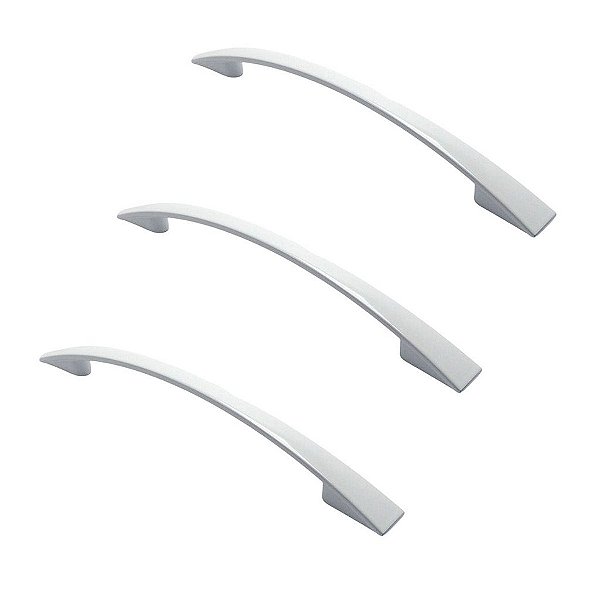 Kit 3 Puxador Branco Italy Line 2092 Metal 128mm