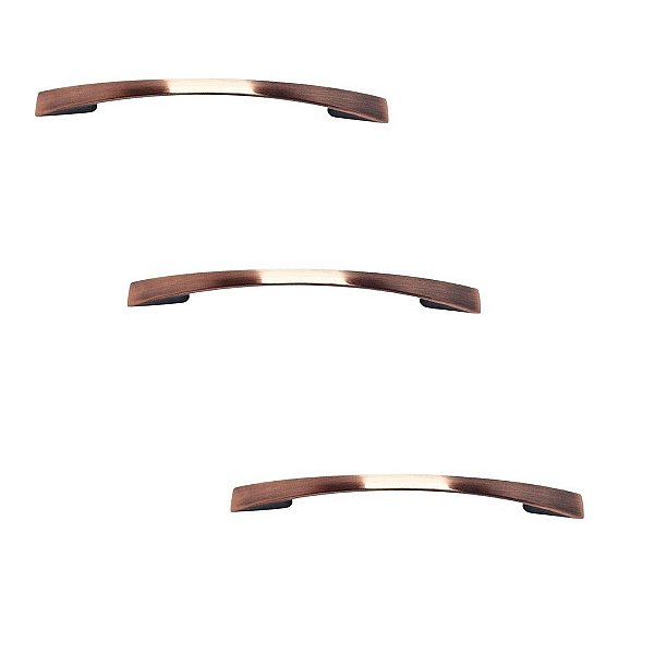 Kit 3 Puxador Cobre Envelhecido Italy Line 2092 128mm Metal