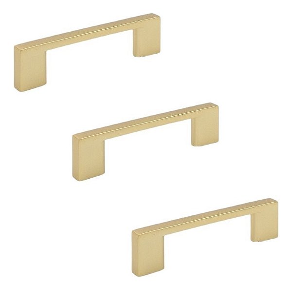 Kit 3 Puxador Dourado Fosco Il 950 Italy Line 64mm