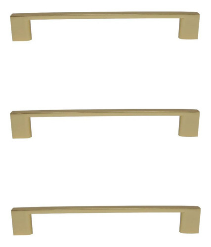Kit 3 Puxador Dourado Il 950 Metal 160mm Com Parafusos