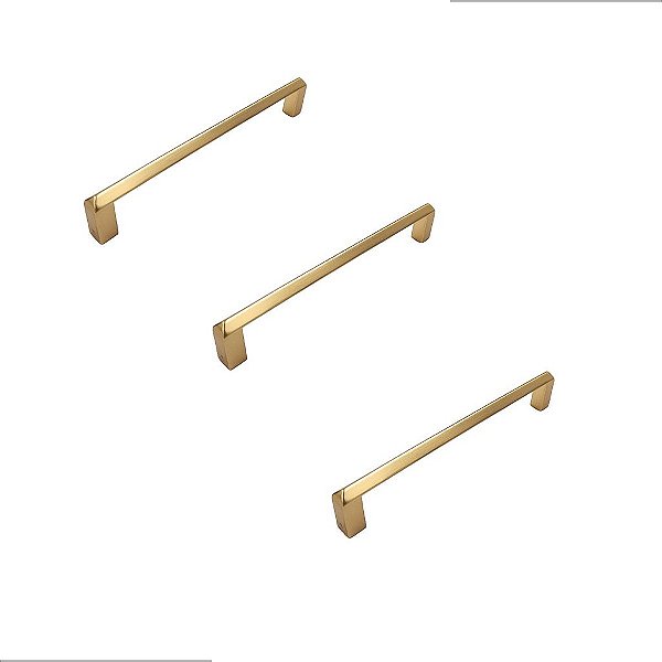 Kit 3 Puxador Liveri Il 955 128mm Dourado Fosco Italy Line