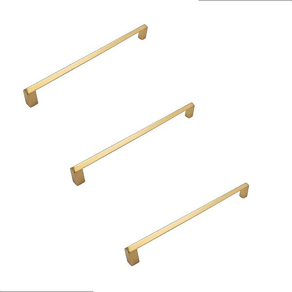 Kit 3 Puxador Liveri Il 955 192mm Dourado Fosco Italy Line