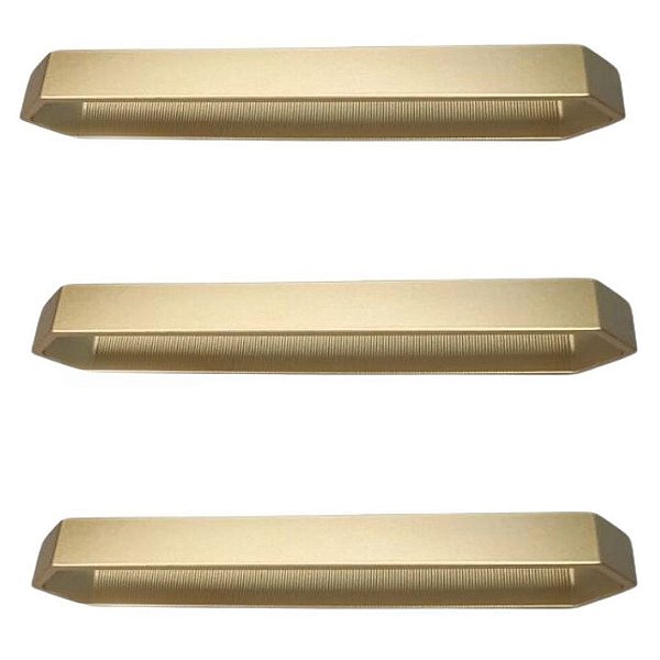Kit 3 Puxador Moveis Elemento G 128mm Dourado Matte Fosco