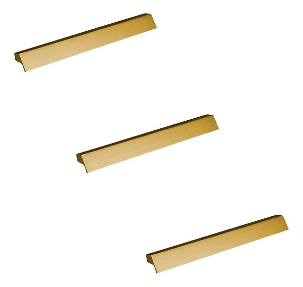 Kit 3 Puxador Moveis Ken 320mm Dourado Matte Fosco Zen