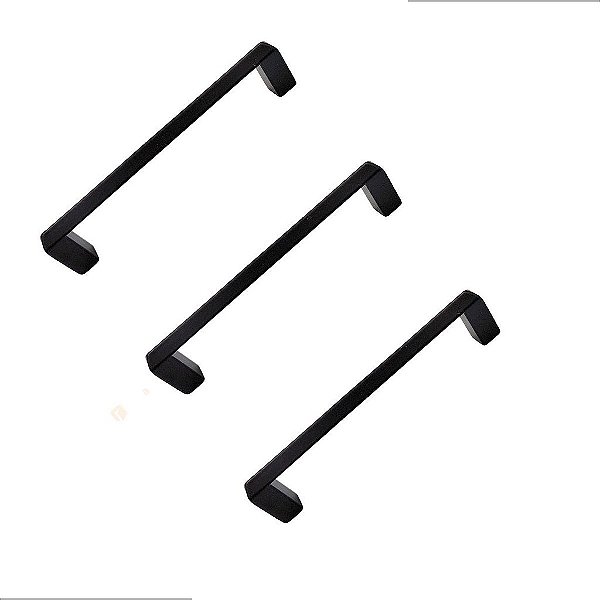 Kit 3 Puxador Moveis Liveri Il955 096mm Preto Italy Line