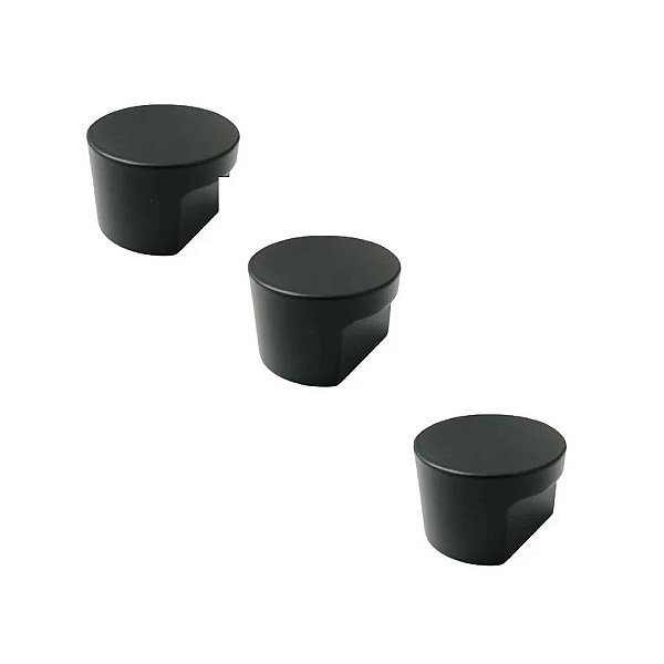 Kit 3 Puxador Moveis Radio Medio 16mm Preto Zen Ponto