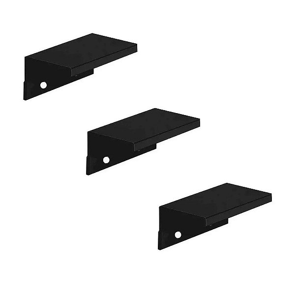 KIT 3 PUXADOR MÓVEIS SOTTILE 32 MM ZEN PRETO SOBREPOR