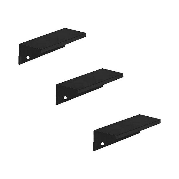 KIT 3 PUXADOR PARA MÓVEIS SOTTILE 160 MM ZEN PRETO SOBREPOR