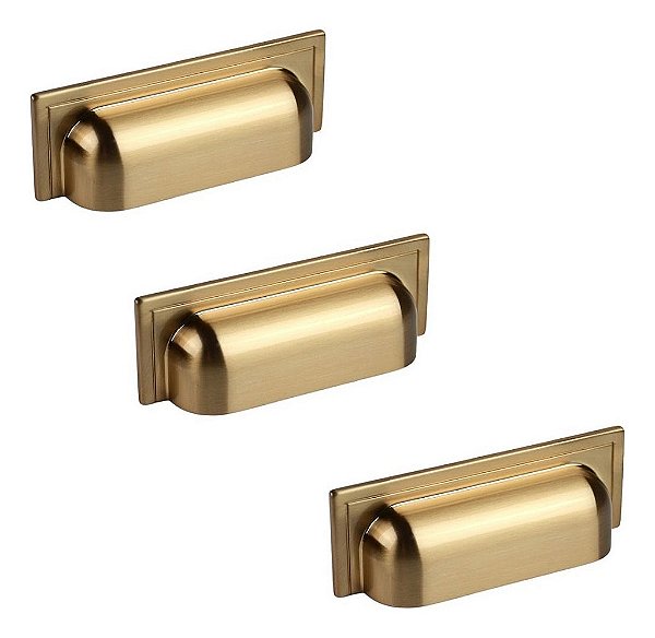 Kit 3 Puxador Plymouth Zen Gold Escovado (dourado)