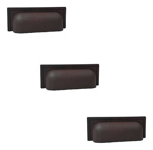 Kit 3 Puxador Plymouth Zen Vecchio Metallo Concha 80mm