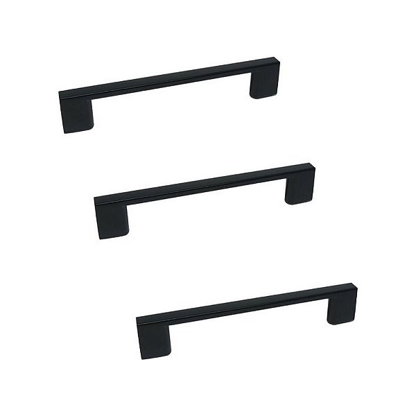 Kit 3 Puxador Preto Fosco Il 950 Liveri Metal 128mm + Paraf
