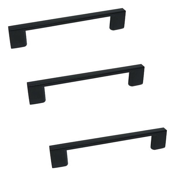 Kit 3 Puxador Preto Fosco Il 950 Metal 160mm C/ Parafusos