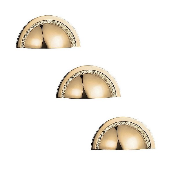 Kit 3 Puxador Shell 48 Mm Zen Gold (dourado Brilhante)